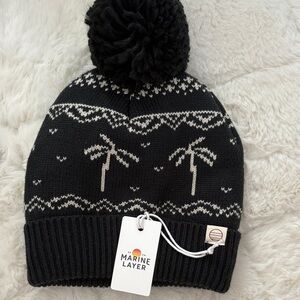 Marine Layer Palm Fair Isle Beanie Charcoal One Size